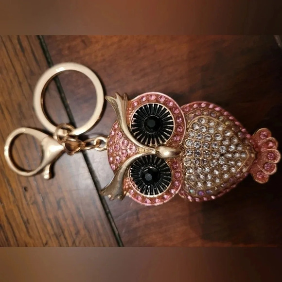 Bag Charm Pink Owl black eyes - Picture 4 of 4